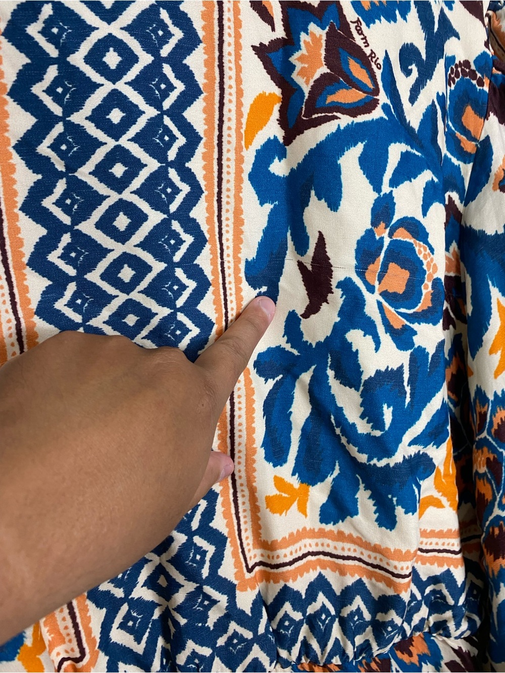 FARM Rio Multicolor Printed Midi Dress in Teal, Brown & Cream - Picture 7 of 7